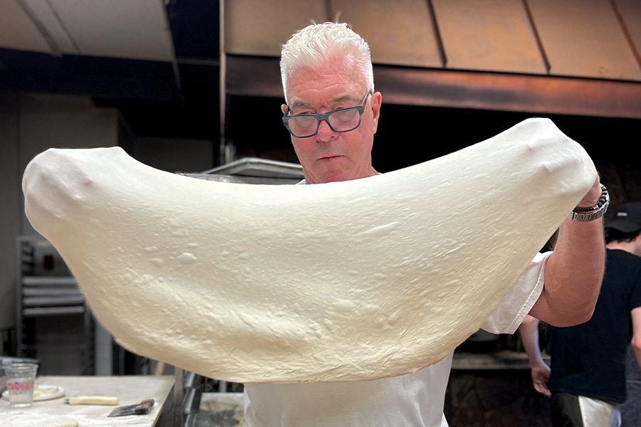 William “Billy” Pustari, pizzeria owner, stretching dough, Modern apizza, margherita pizza, new haven, connecticut, New Haven style pizza, apizza, 2023 Pizzeria of the Year